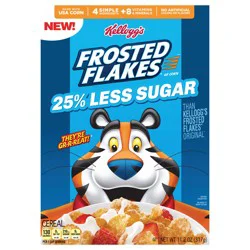 Kellogg's Frosted Flakes 25% Less Sugar Breakfast Cereal, 11.2 oz