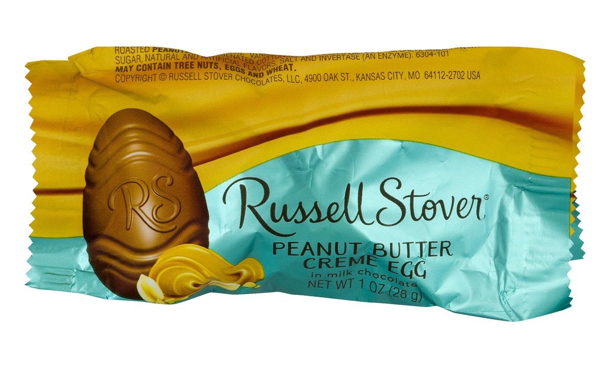 slide 1 of 9, Russell Stover Peanut Butter Creme Egg in Milk Chocolate, 1 oz