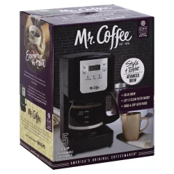 Mr. Coffee JWX3-RB Advanced Brew 5-Cup Programmable Coffee Maker,  Black/Chrome 