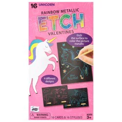 Mello Smello Ages 3+ Unicorn Rainbow Metallic Etch Valentines Cards & Styluses 1 ea