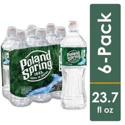Poland Spring Maine Spring Water - 6 Pack/23.7 Fl oz Sport Cap Bottles with Flip Cap