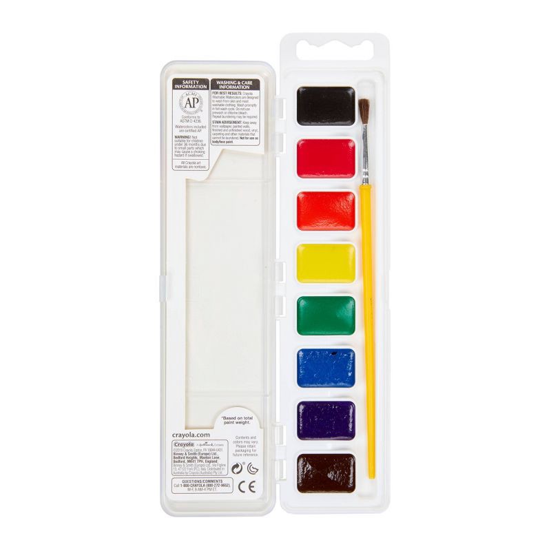 slide 5 of 5, Crayola 8ct Kids Watercolor Paints with Brush, 8 ct