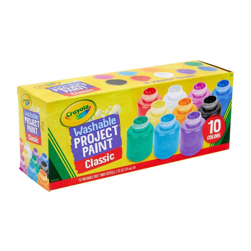 slide 2 of 7, Crayola 10ct 2oz Washable Kids Paint Classic Colors: Non-Toxic Water-Based Tempera for Toddlers & Finger Painting, 10 ct, 2 oz