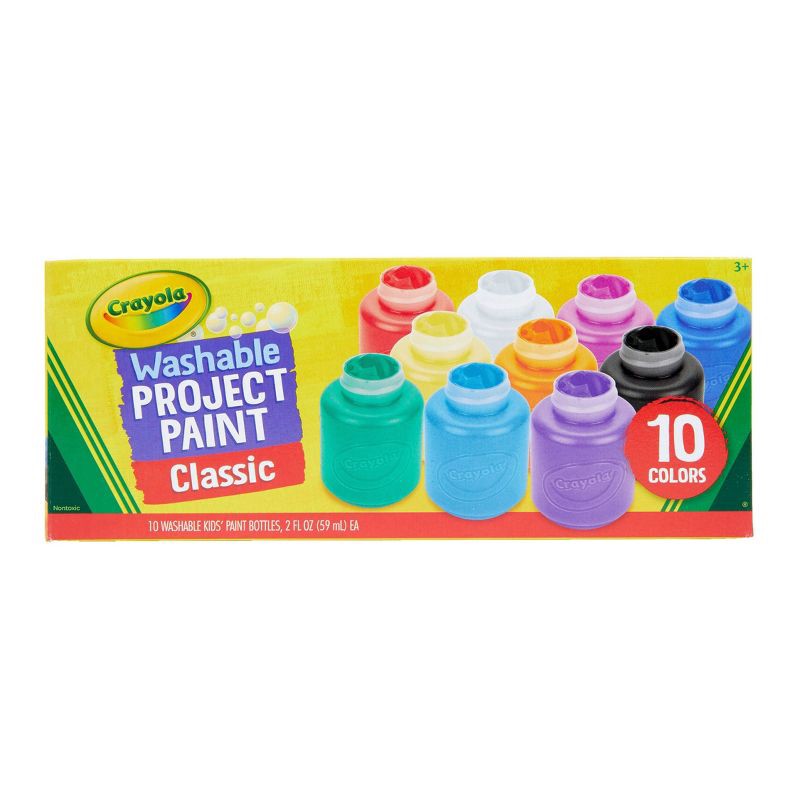 slide 1 of 7, Crayola 10ct 2oz Washable Kids Paint Classic Colors: Non-Toxic Water-Based Tempera for Toddlers & Finger Painting, 10 ct, 2 oz