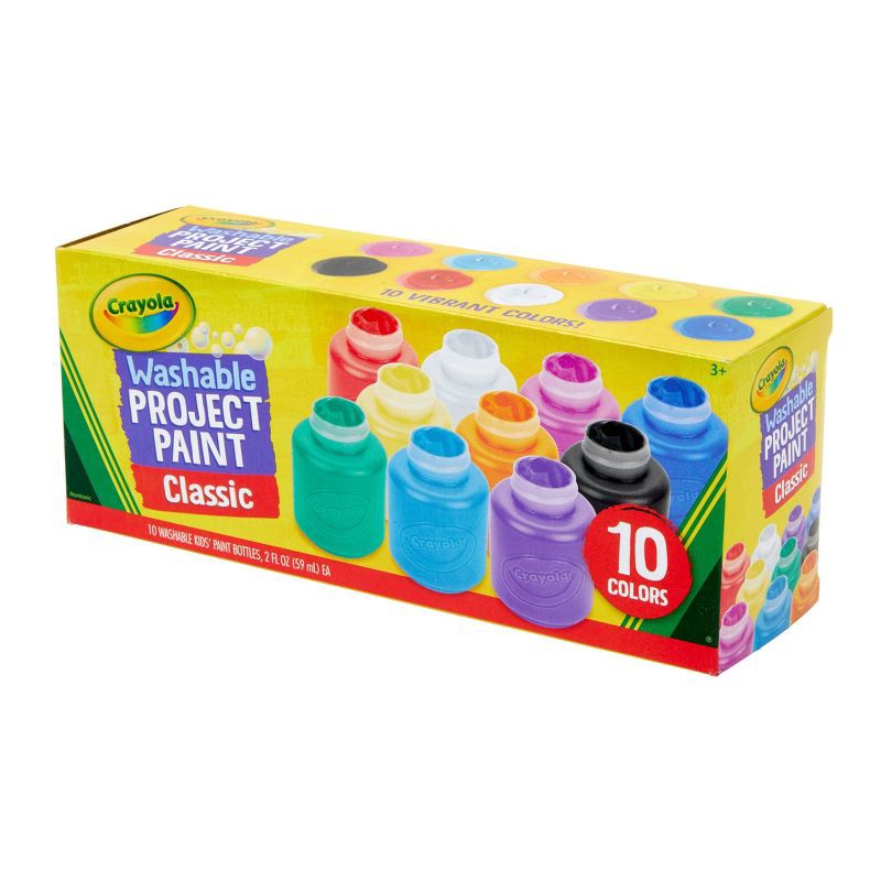 slide 3 of 7, Crayola 10ct 2oz Washable Kids Paint Classic Colors: Non-Toxic Water-Based Tempera for Toddlers & Finger Painting, 10 ct, 2 oz