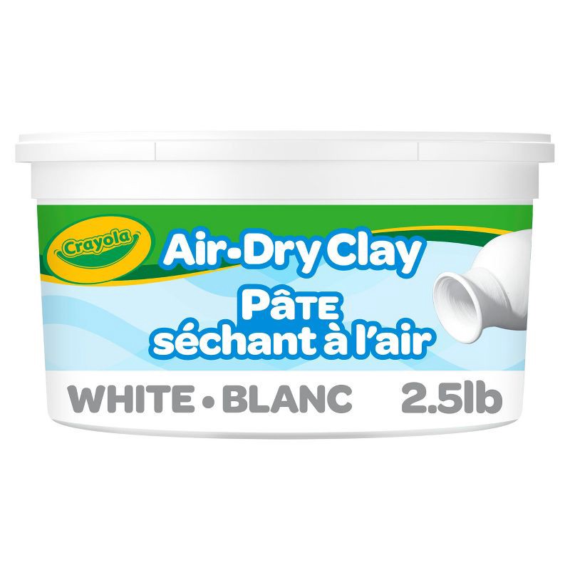 slide 1 of 6, Crayola 2.5lb Air Dry Clay White: Self-Hardening Non-Toxic Modeling Clay for Kids, Creative Thinking, Ages 4+, 2.5 lb