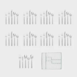 45pc Stainless Steel Sydney Sand Silverware Set with Caddy - Threshold