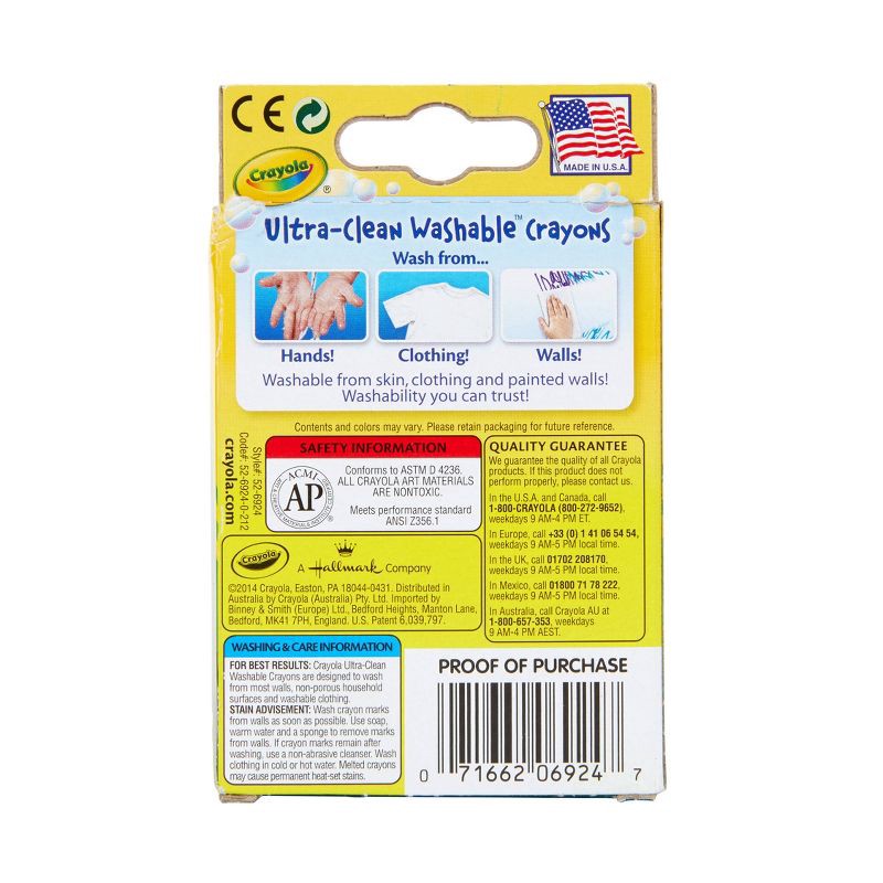 slide 7 of 7, Crayola 24ct Ultra Clean Washable Crayons Kids School Supplies Art Classroom Must Haves for Teachers Coloring Gift Ages 3+, 24 ct