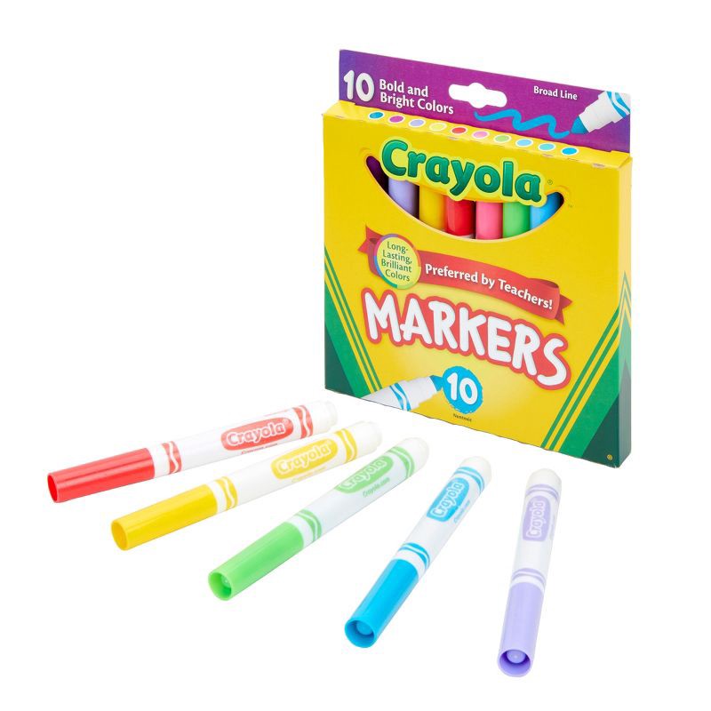 slide 2 of 5, Crayola 10ct Kids Broadline Markers - Bold and Bright, 10 ct