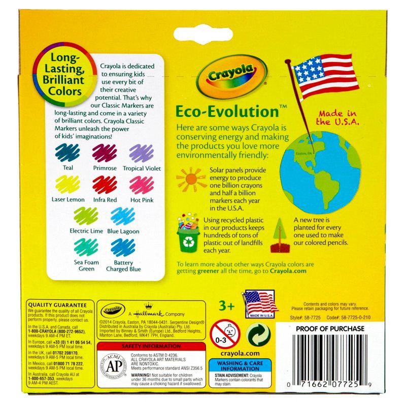 slide 4 of 5, Crayola 10ct Kids Broadline Markers - Bold and Bright, 10 ct