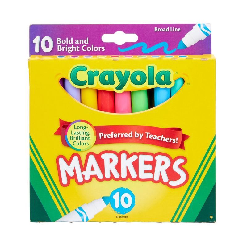 slide 1 of 5, Crayola 10ct Kids Broadline Markers - Bold and Bright, 10 ct