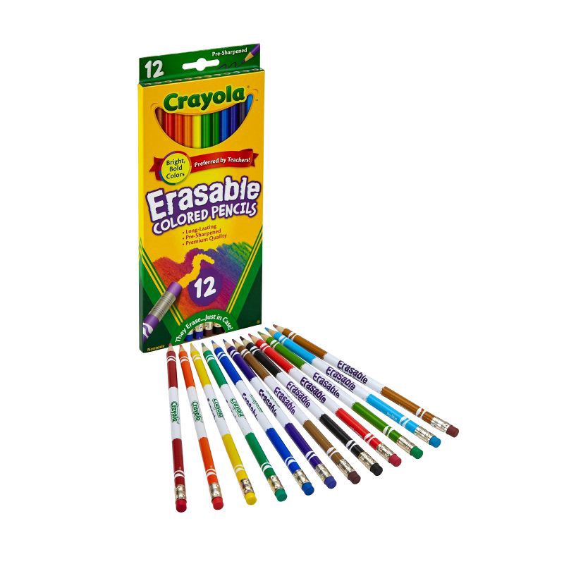 slide 2 of 4, Crayola Erasable Colored Pencils 12ct: Cute School Supplies for Kids, Classroom Must Haves, Drawing Tools, 12 ct