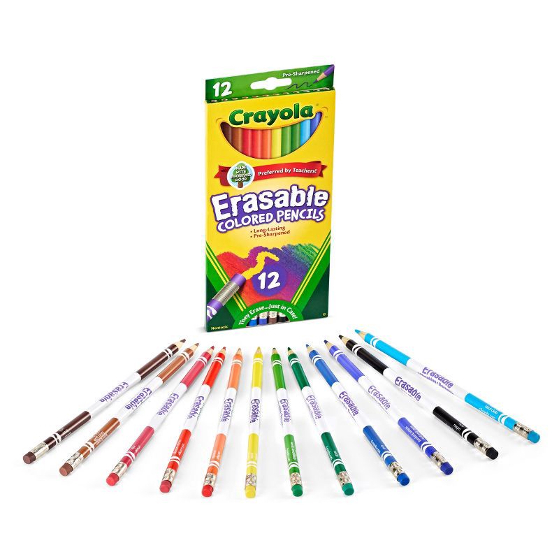slide 2 of 5, Crayola Erasable Colored Pencils 12ct: Cute School Supplies for Kids, Classroom Must Haves, Drawing Tools, 12 ct