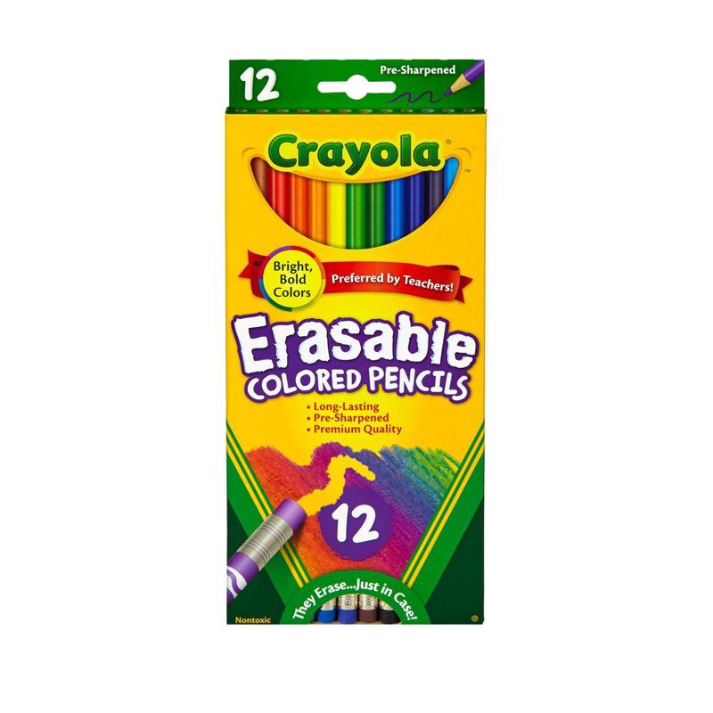 slide 1 of 4, Crayola Erasable Colored Pencils 12ct: Cute School Supplies for Kids, Classroom Must Haves, Drawing Tools, 12 ct