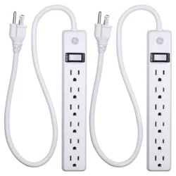General Electric GE 2' Extension Cord with 6 Outlet Power Strip White