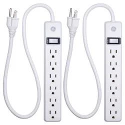 General Electric GE 2' Extension Cord with 6 Outlet Power Strip White