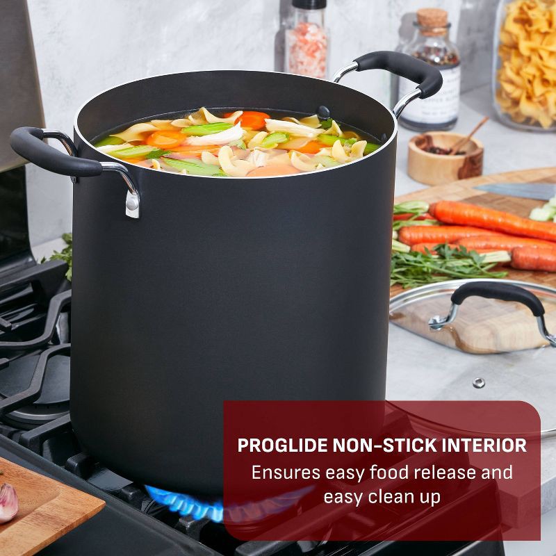 slide 3 of 9, T-fal 12qt Stock Pot with Lid, Simply Cook Nonstick Cookware Black, 12 qt