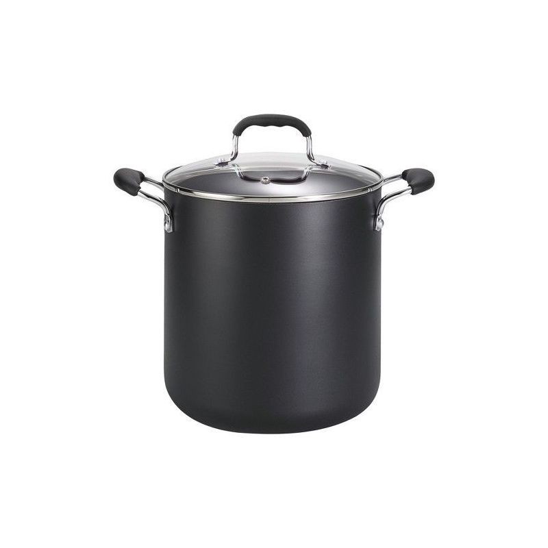 slide 8 of 8, T-fal 12qt Stock Pot with Lid, Simply Cook Nonstick Cookware Black, 12 qt