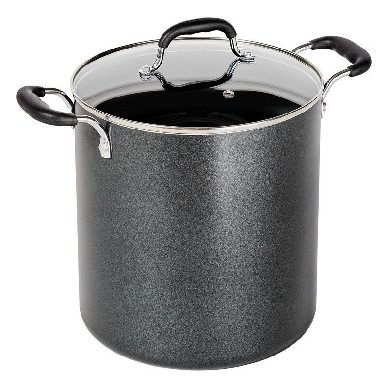 slide 1 of 9, T-fal 12qt Stock Pot with Lid, Simply Cook Nonstick Cookware Black, 12 qt