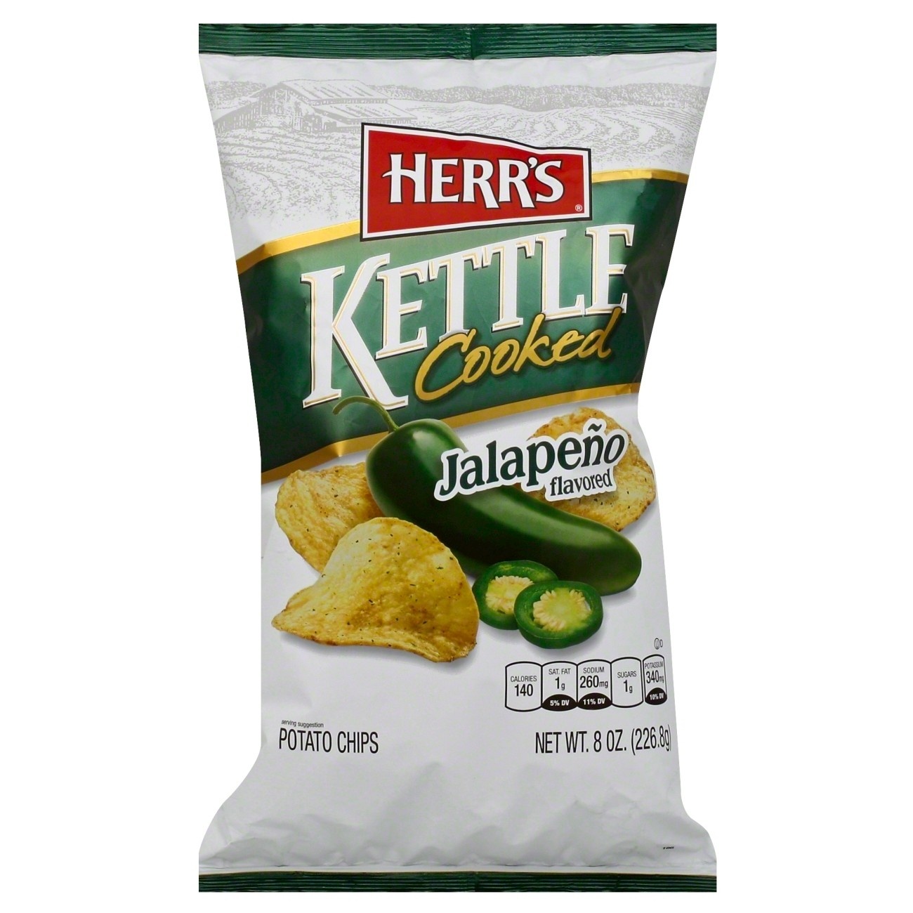 slide 1 of 1, Herr's Jalapeno Flavored Kettle Cooked Potato Chips - 8oz, 8 oz