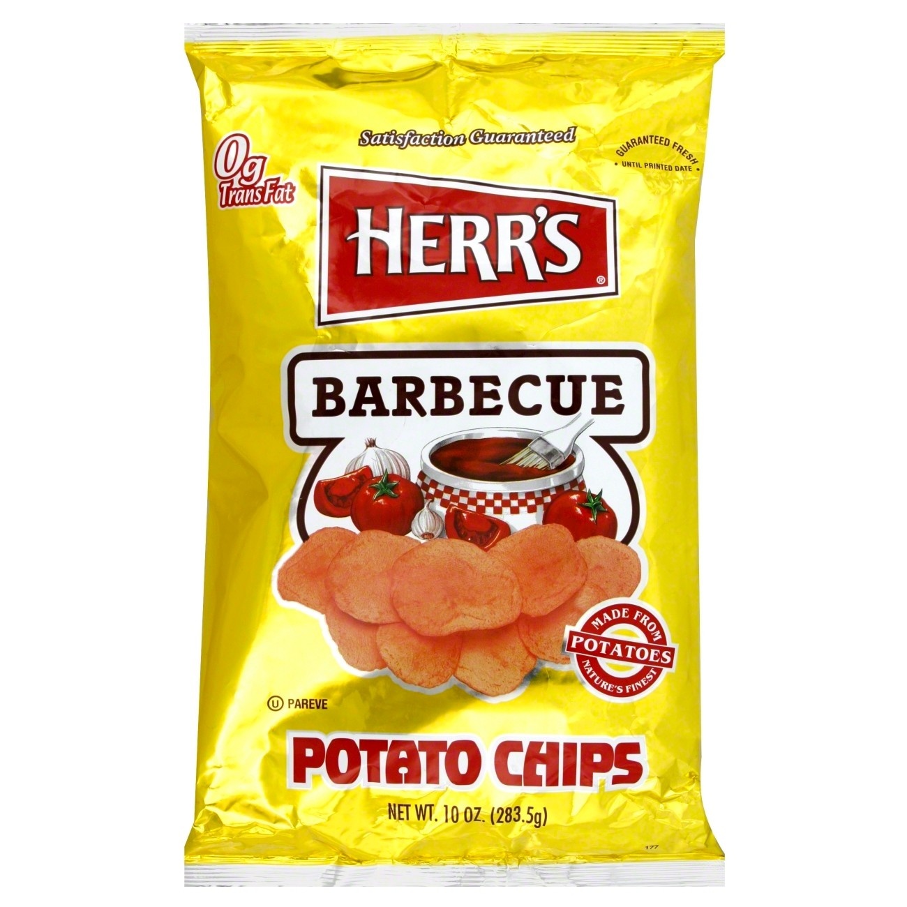 slide 1 of 1, Herr's Barbecue Flavored Potato Chips, 10 oz