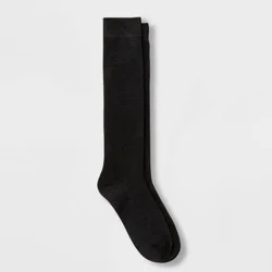 Women's Solid Knee High Socks - Black 4-10: Recycled Polyester, Midweight Jacquard Knit, Banded Cuff, Machine Washable