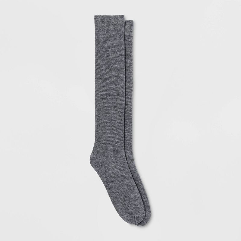 slide 1 of 2, Women's Solid Knee High Socks - Gray 4-10, 1 ct