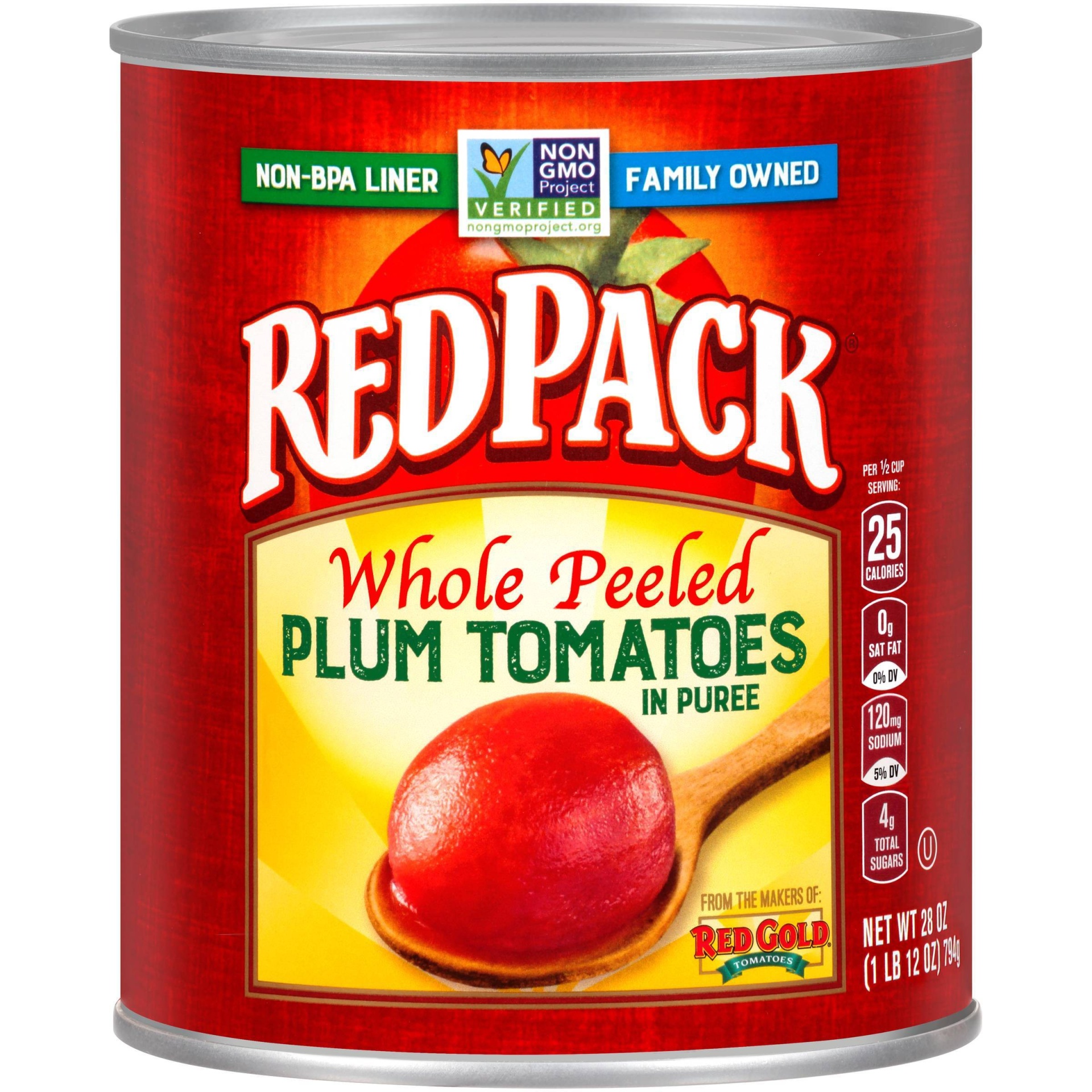 slide 1 of 7, Redpack Whole Peeled Plum Tomatoes In Puree, 28 oz