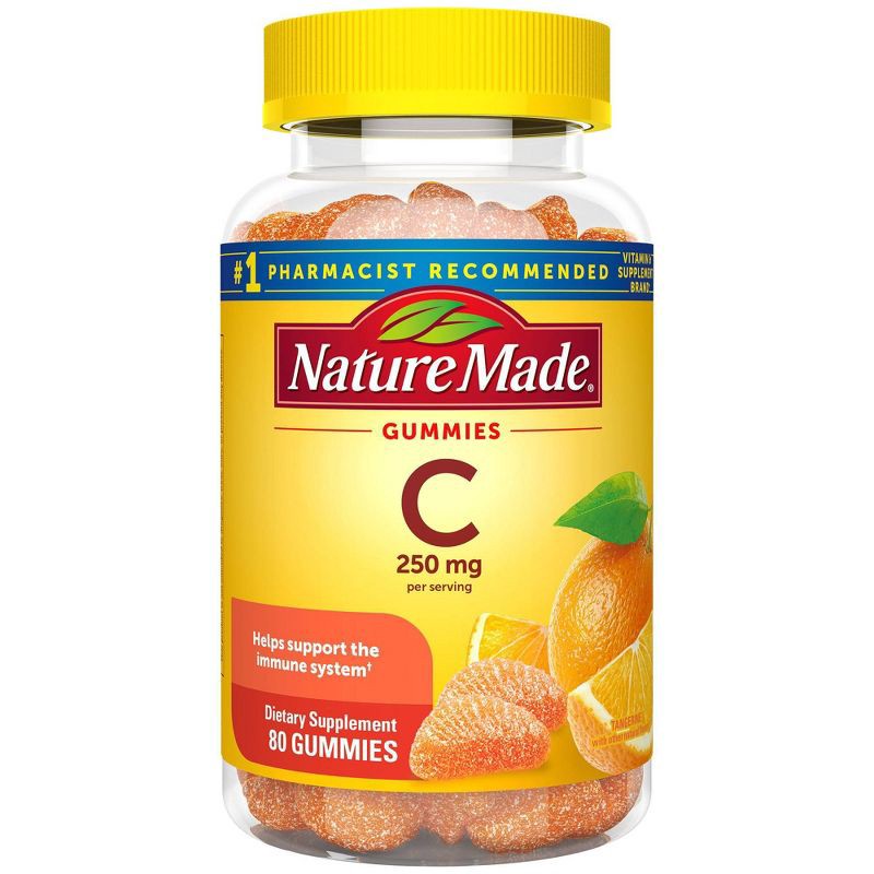 slide 2 of 9, Nature Made Vitamin C 250 mg Per Serving for Immune Support Gummies - Tangerine Flavored - 80ct, 80 ct; 250 mg