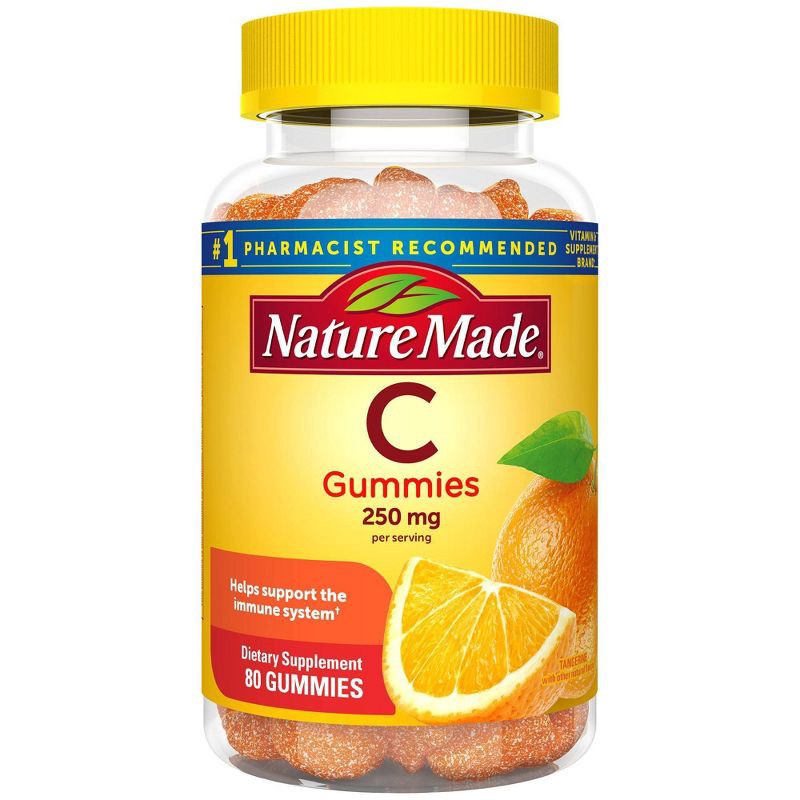 slide 1 of 9, Nature Made Vitamin C 250 mg Per Serving for Immune Support Gummies - Tangerine Flavored - 80ct, 80 ct; 250 mg