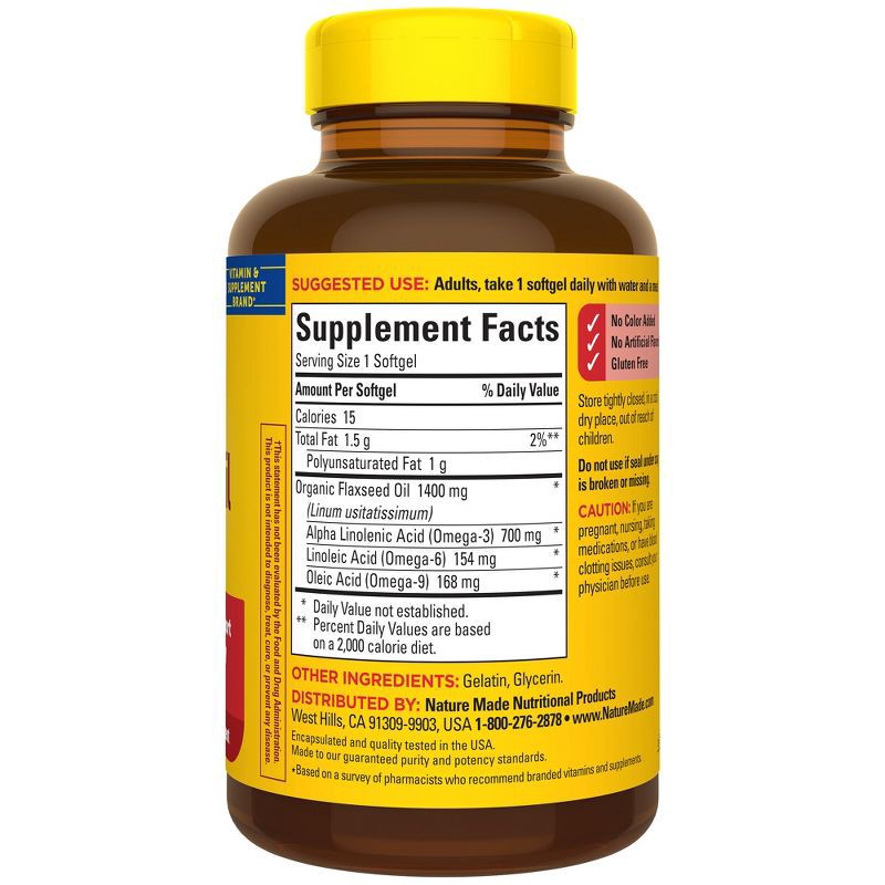 slide 2 of 9, Nature Made Flaxseed Oil 1400 mg Softgels - 100ct, 1400 mg, 100 ct