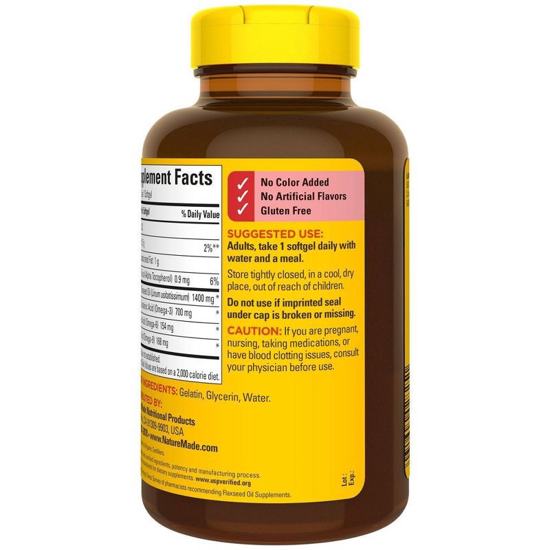 slide 5 of 5, Nature Made Flaxseed Oil 1400 mg Softgels - 100ct, 1400 mg, 100 ct