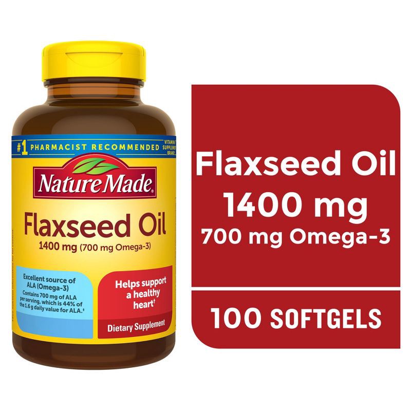 slide 8 of 9, Nature Made Flaxseed Oil 1400 mg Softgels - 100ct, 1400 mg, 100 ct