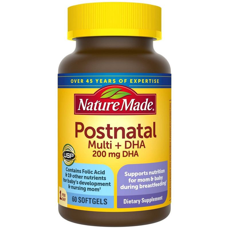 slide 2 of 9, Nature Made Postnatal Multi + DHA, Postnatal Vitamins with Iron & Vitamin D Softgels - 60ct, 60 ct