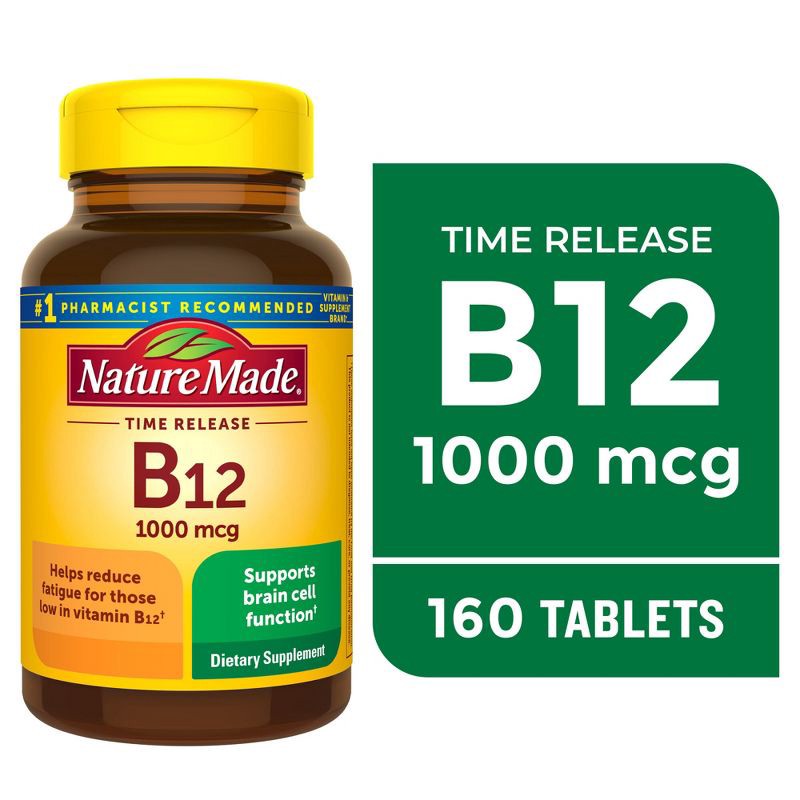 slide 3 of 9, Nature Made Vitamin B12 1000 mcg, Energy Metabolism Support, Vitamin B 12 Time Release Tablets - 160ct, 160 ct