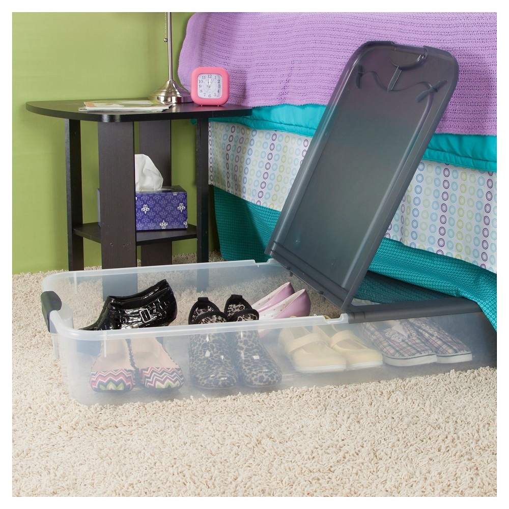 slide 2 of 3, Sterilite Underbed Storage Bin Clear with Gray Lid, 18.5 gal