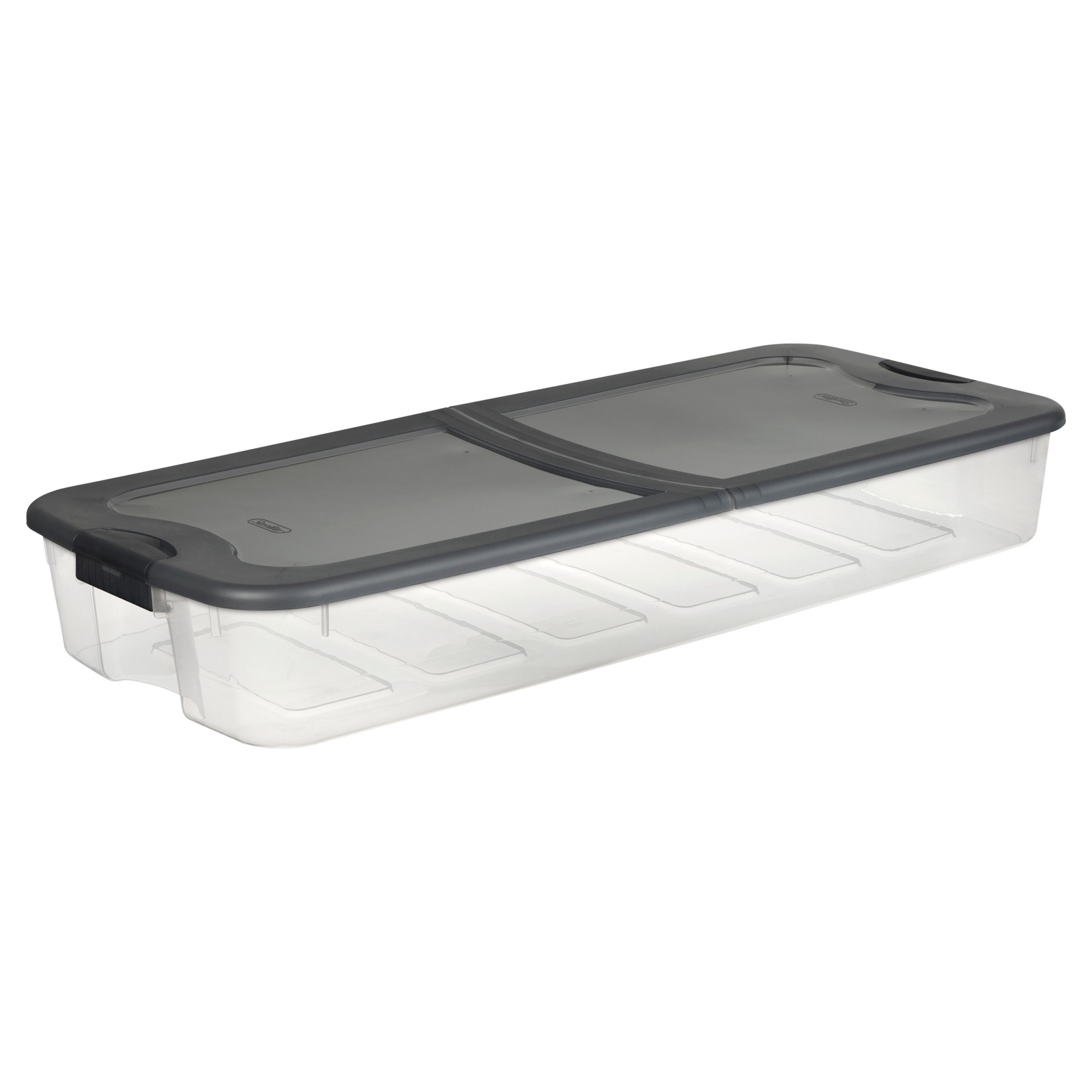 slide 1 of 3, Sterilite Underbed Storage Bin Clear with Gray Lid, 18.5 gal