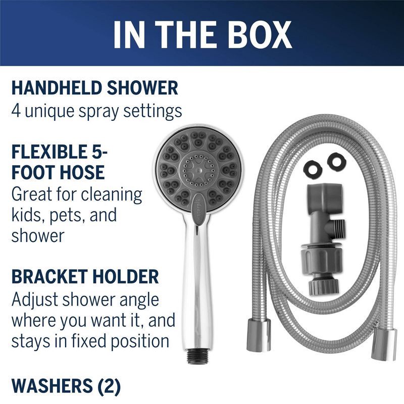 slide 4 of 9, Waterpik EcoFlow Hand Held Shower Head 4-mode Chrome : Microfiber, Machine Washable, Non-Slip Backing, 1 ct