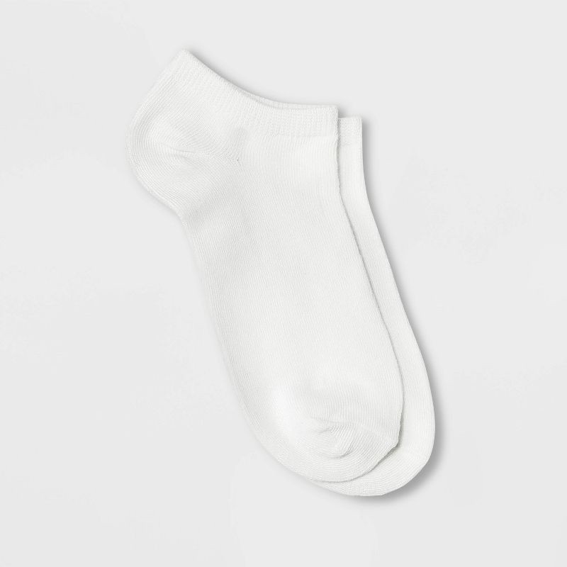 slide 1 of 2, Women's Low Cut Socks - White 4-10: Recycled Polyester, Spandex, Midweight, Banded Cuff, Knit, Tumble Dry, 1 ct