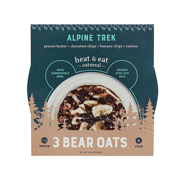slide 1 of 1, 3 Bear Oats Alpine Trek Heat & Eat Oatmeal, 9.88 oz