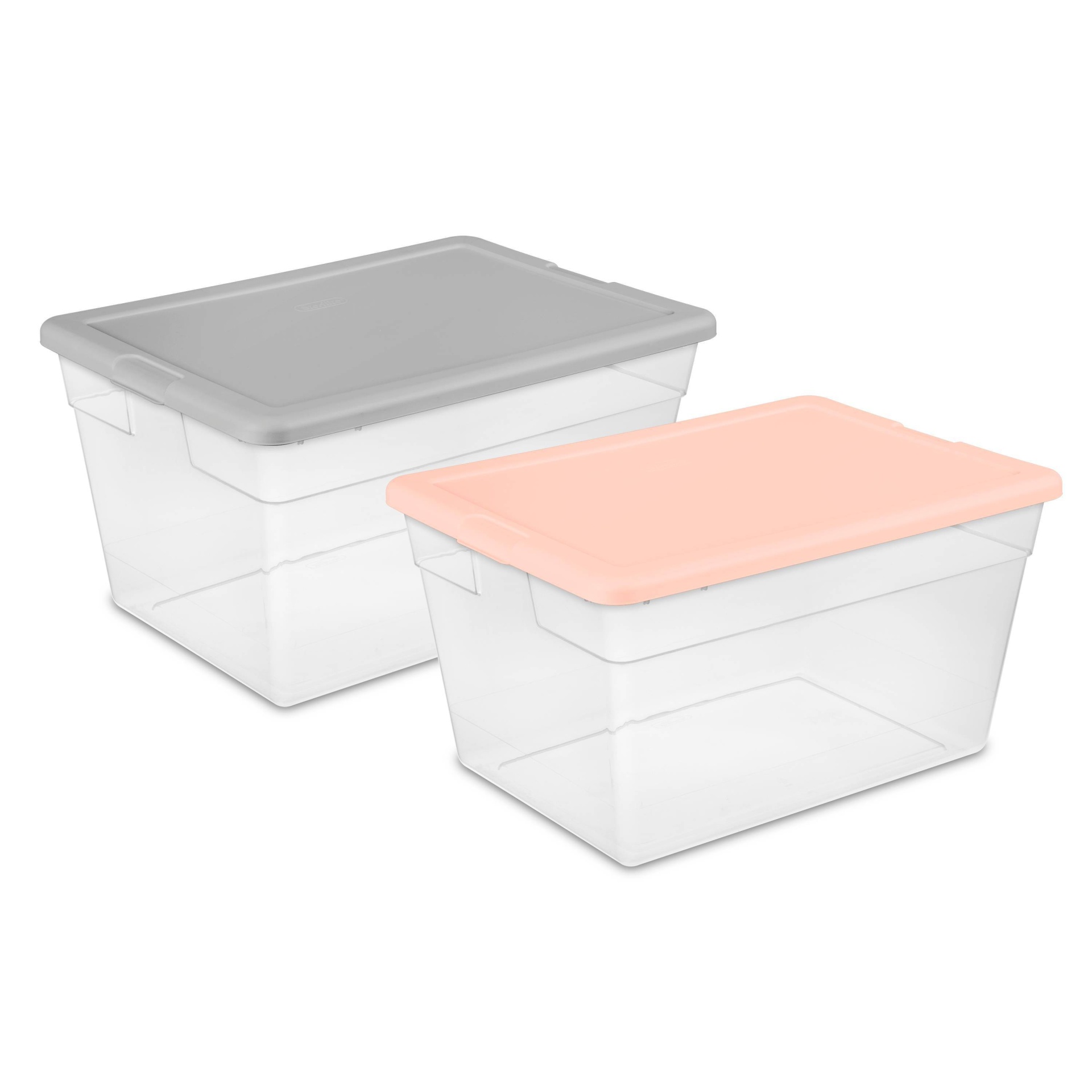 slide 1 of 1, Room Essentials Plastic Storage Tubs Blue Cover, 56 qt