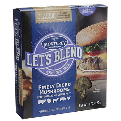 slide 1 of 1, Monterey Let's Blend Classic Finely Diced Mushrooms, 8 oz