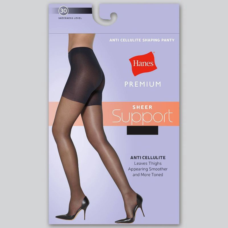 slide 3 of 3, Hanes Premium Women's Sheer High-Waist Shaping Pantyhose - Black XL, 1 ct