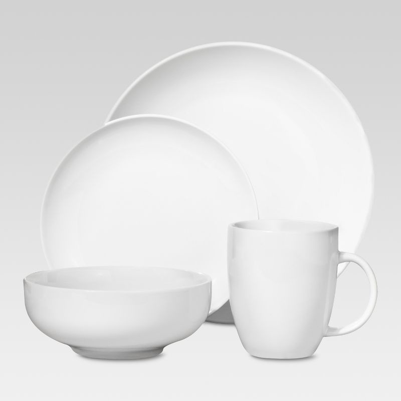 slide 1 of 11, 16pc Porcelain Coupe Dinnerware Set White - Threshold™, 16 ct
