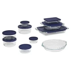 Pyrex 19pc Glass Bake and Store Set: Clear Bakeware, Stain & Odor Resistant, Dishwasher & Microwave Safe