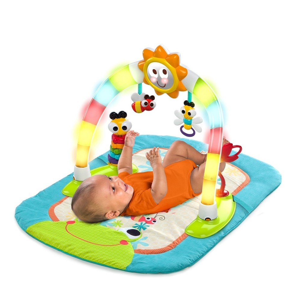 slide 3 of 7, Bright Starts 2-In-1 Laugh & Lights Activity Gym & Saucer, 1 ct