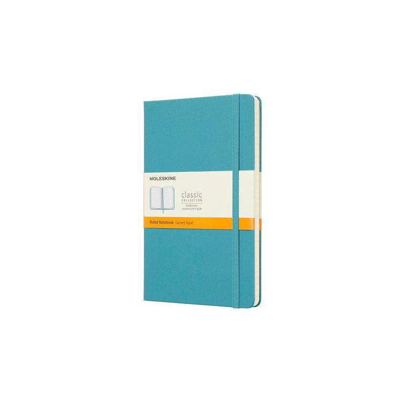 slide 1 of 6, Moleskine Notebook Ruled Hard Cover Large Reef Blue, 1 ct