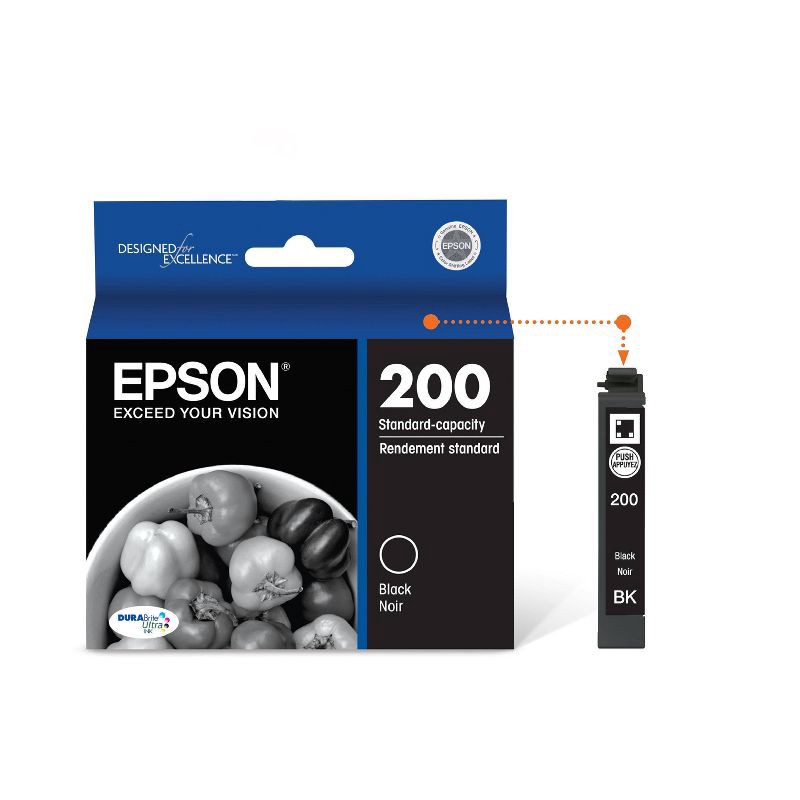 slide 2 of 6, Epson 200 Single Ink Cartridge - Black (T200120-CP), 1 ct