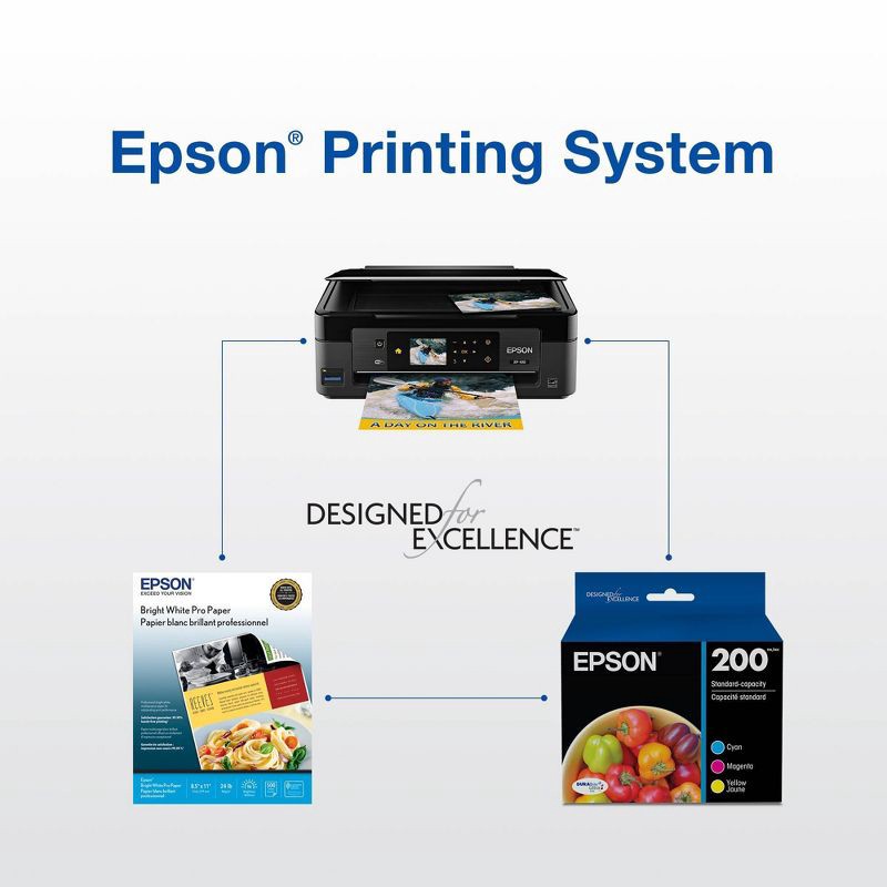 slide 3 of 7, Epson 200 C/M/Y 3pk Ink Cartridges - Cyan, Magenta, Yellow (T200520-CP): Standard Yield Series, Ink Combo Pack for Printers, 3 ct