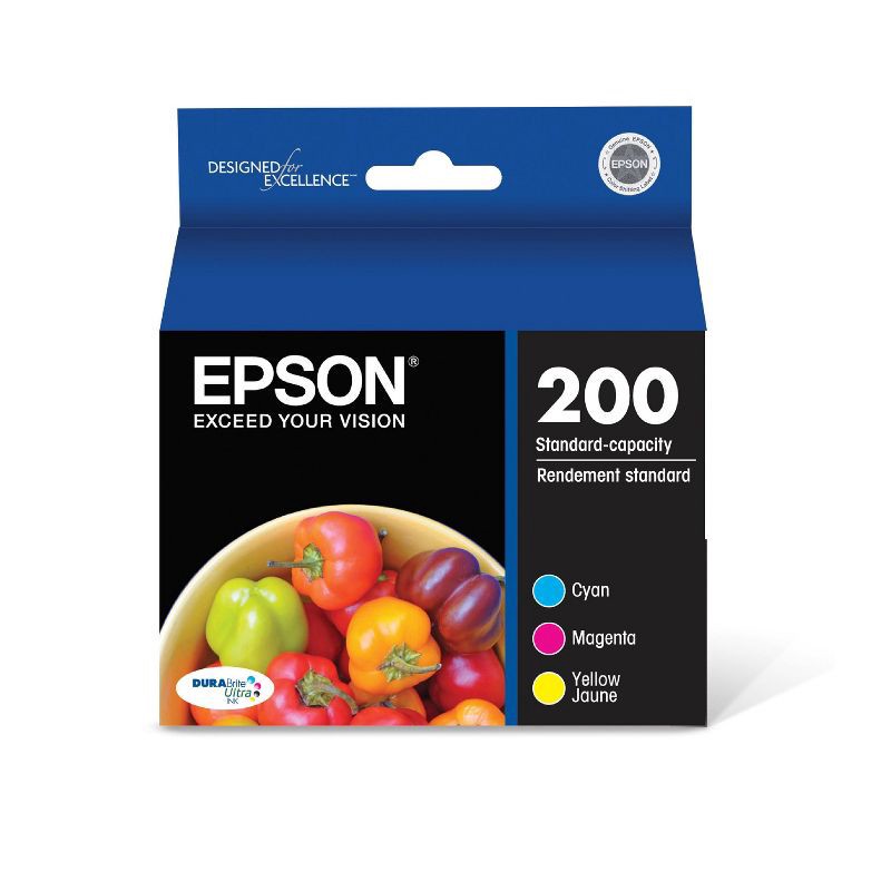 slide 1 of 7, Epson 200 C/M/Y 3pk Ink Cartridges - Cyan, Magenta, Yellow (T200520-CP), 3 ct